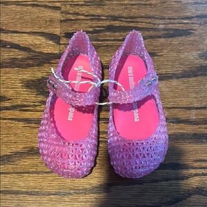 Mini Melissa Pink Dress Shoes with Glittery Mary Jane Style